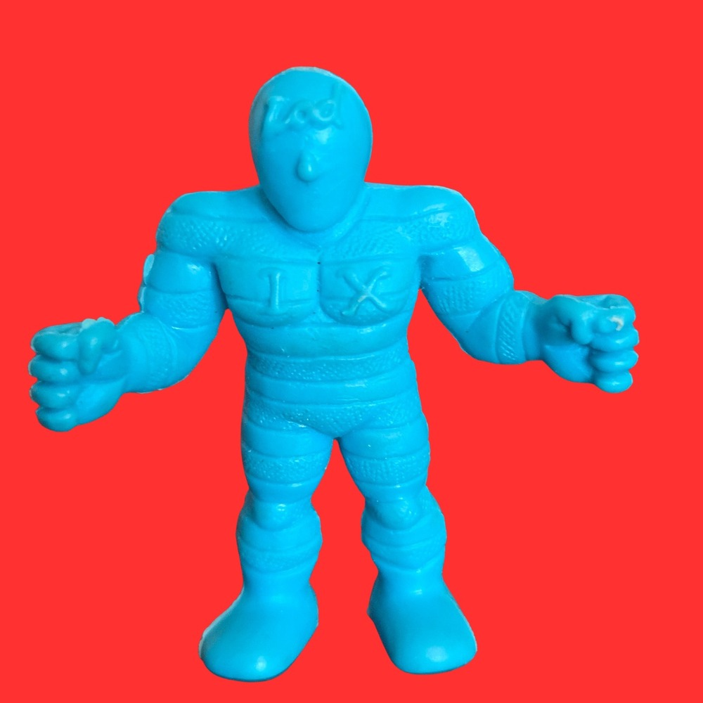 Vintage M.U.S.C.L.E Men Kanderaman Rock Man Blue Figure Kinnikuman 1980s IX
